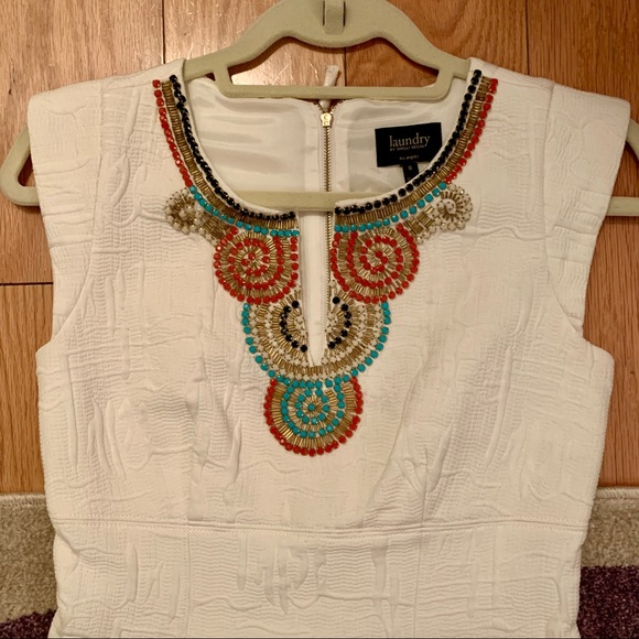 Laundry by Shelli Segal White Jeweled Sheath Dress - Picture 2 of 4